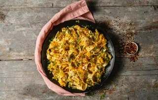 Paahdettu kurpitsa-fetapasta